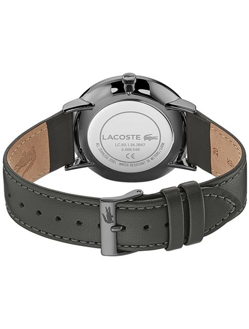 Lacoste Women's Swiss Moon Gray Leather Strap Watch 40mm