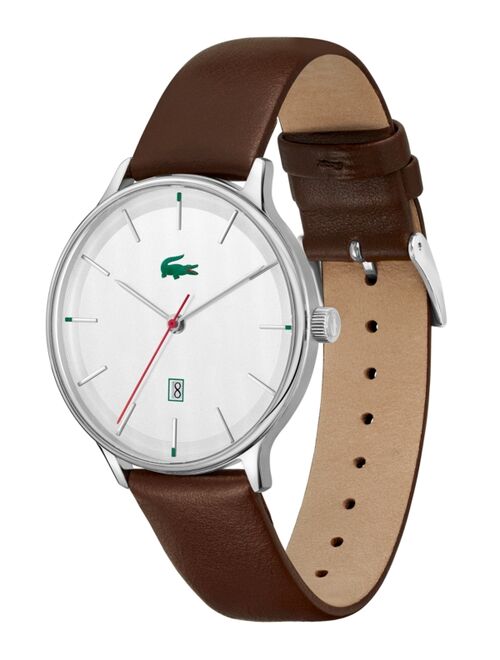 Men's Lacoste Club Brown Leather Strap Watch 42mm