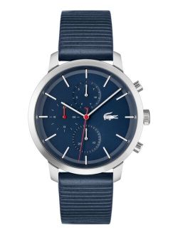 Men's Replay Navy Leather Strap Watch 44mm