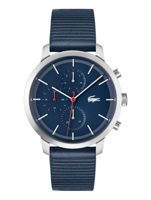Lacoste Men's Replay Navy Leather Strap Watch 44mm