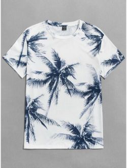 Men Tropical Print Tee