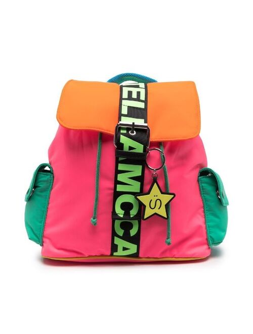 Stella McCartney Kids logo print colour-block backpack