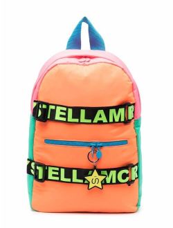 Kids logo-motif panelled backpack