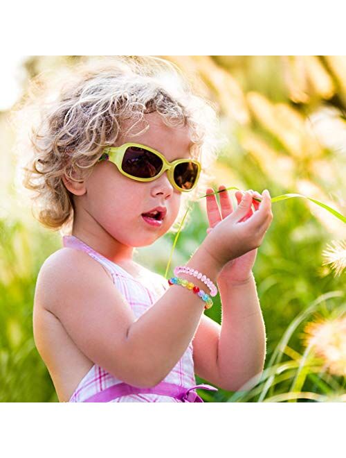 Lorfancy 12 Pcs Girls Beaded Bracelets Rainbow Baby Toddler Cute Friendship Stretchy Costume Jewelry Set