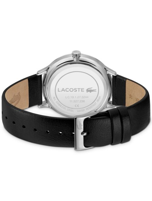 Men's Lacoste Club Black Leather Strap Watch 42mm