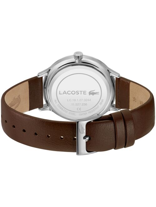 Men's Lacoste Club Brown Leather Strap Watch 42mm