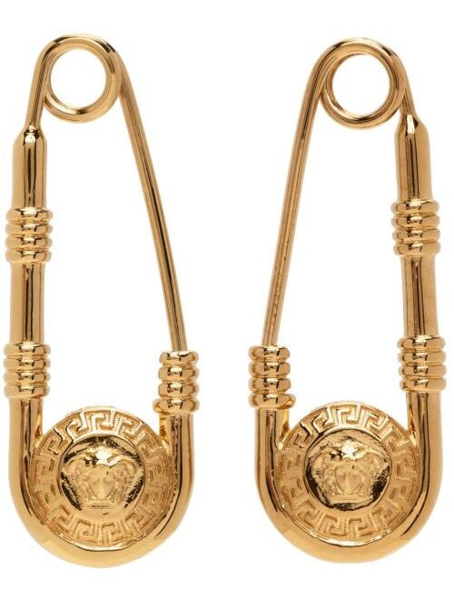 Versace Gold Safety Pin Earrings