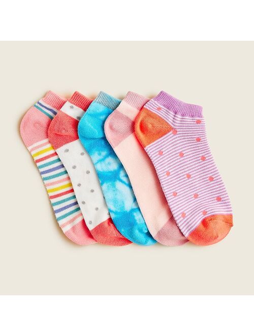 J.Crew Girls' five-Combo pack Printed ankle socks