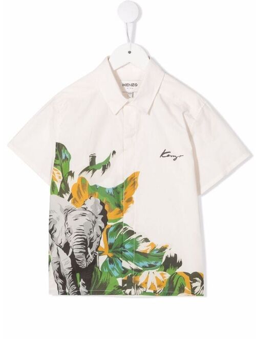 Kenzo Kids Elephant-print cotton shirt