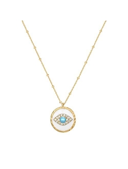 Ascona Gold/Silver Dainty Gold Pendant Necklace,Cubic Zirconia 18K Real Gold Plated Evil Eye/Butterfly Necklace 18''+2'' Adjustable Chain Trendy Jewelry for Women