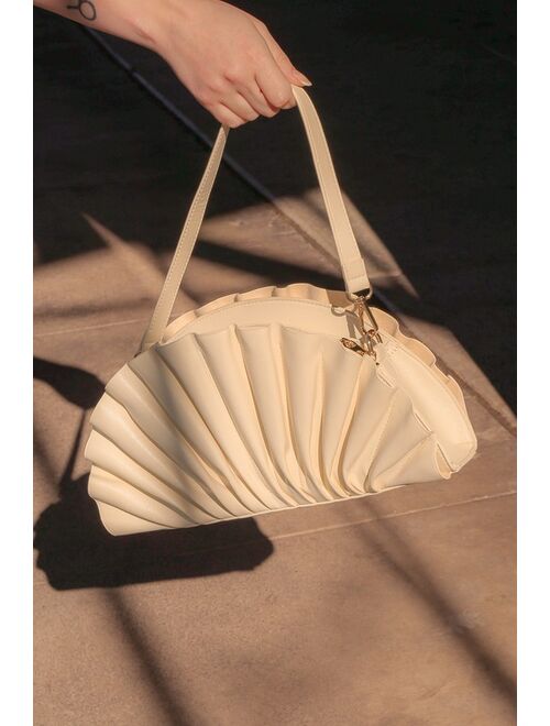 Lulus Always a Fan Bone Pleated Fan Clutch