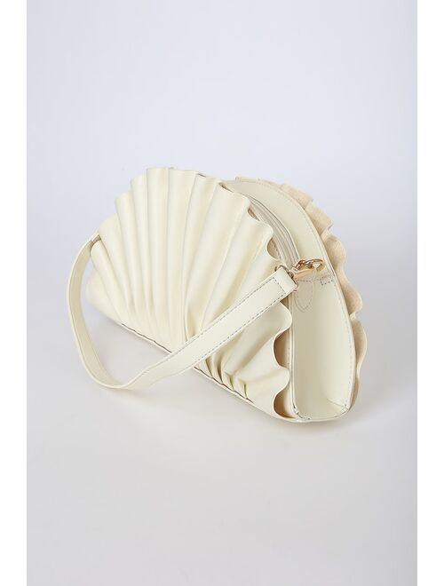 Lulus Always a Fan Bone Pleated Fan Clutch