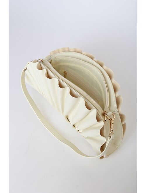 Lulus Always a Fan Bone Pleated Fan Clutch