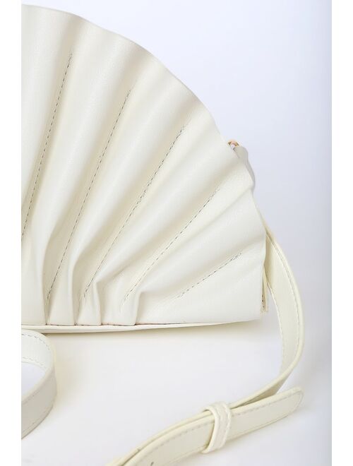 Lulus Always a Fan Bone Pleated Fan Clutch