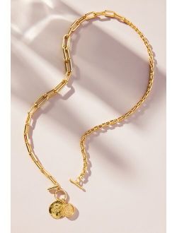 Timeless Pearly Double-Looped Gold Chain Necklace