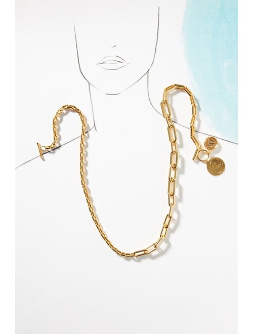 Anthropologie Timeless Pearly Double-Looped Gold Chain Necklace