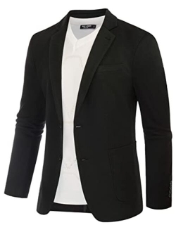 Men's Casual Knit Blazer Suit Jackets Two Button Lightweight Unlined Sport Coat