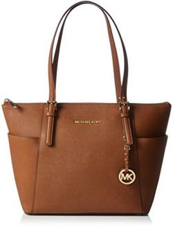 Women's Jet Set Saffiano Leather Top-Zip Tote