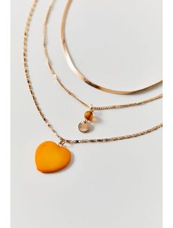 Cerise Heart Layer Necklace Set