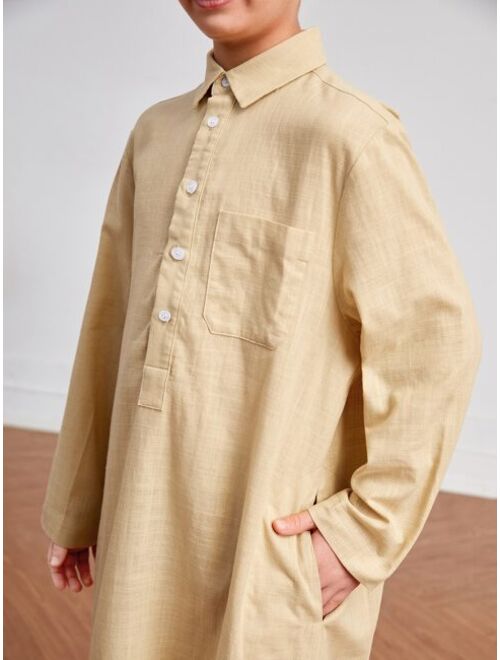 SHEIN Boys Button Front Pocket Detail Shirt