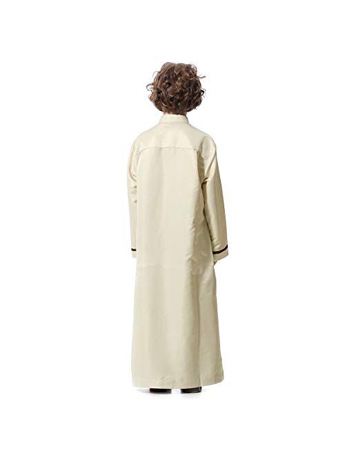 HANYIMIDOO Boy's Muslim Arab Color Matching Thobe Stand Collar