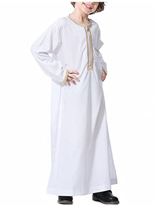 Aomesinc Islamic Boys Jubba Thobe,Saudi Arabia Islamic Clothing,Fashion Boy's Muslim Long Sleeves Kids Robe