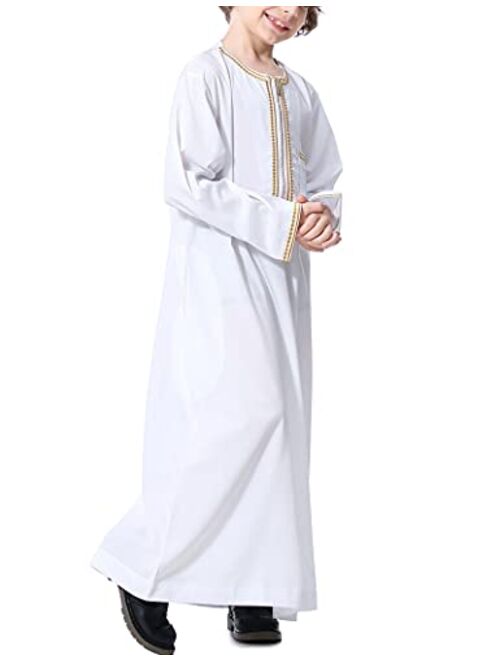 Aomesinc Islamic Boys Jubba Thobe,Saudi Arabia Islamic Clothing,Fashion Boy's Muslim Long Sleeves Kids Robe