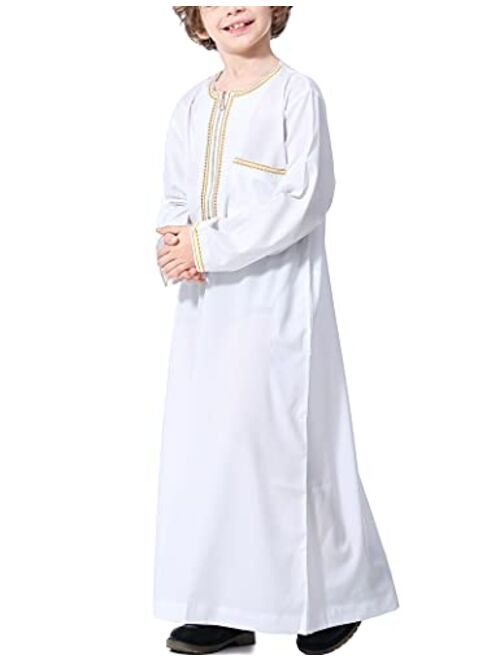 Aomesinc Islamic Boys Jubba Thobe,Saudi Arabia Islamic Clothing,Fashion Boy's Muslim Long Sleeves Kids Robe