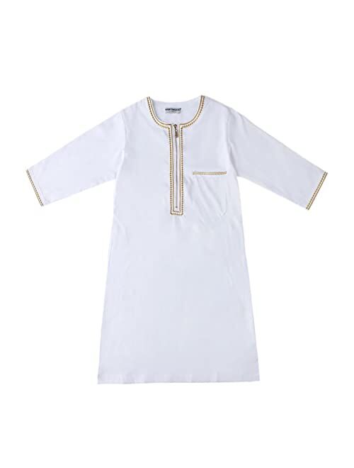 Aomesinc Islamic Boys Jubba Thobe,Saudi Arabia Islamic Clothing,Fashion Boy's Muslim Long Sleeves Kids Robe