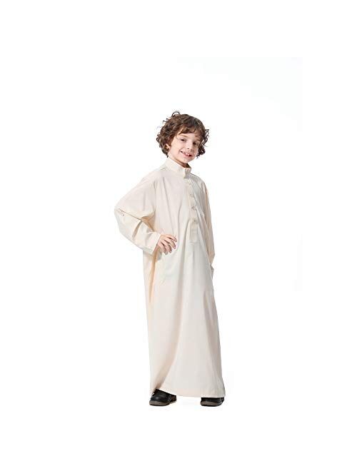 FIN86 Boys Middle Muslim Pure Fashion Dresses Long Topcoats Thobe Comfortable Blouse,Winter Autumn Clothes