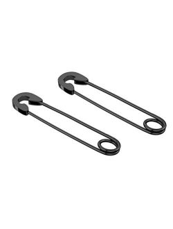 Moook25jewelry 1 Pairs Stainless Steel Black Safety Pin Earrings for Women Men Small Hoop Punk Goth Safety Pin Earrings for Women