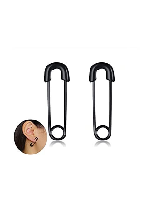 AMLESO Stainless Steel Safety Pin Earrings Punk Geometric Earring for Women Men