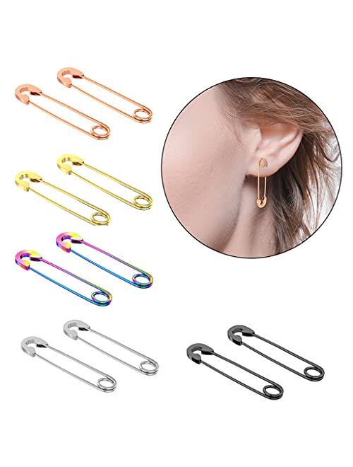 AMLESO Stainless Steel Safety Pin Earrings Punk Geometric Earring for Women Men
