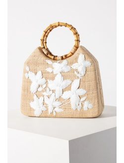 Serpui Flower Straw Top Handle Bag