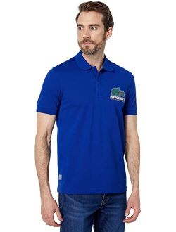 Short Sleeve Graphic Minecraft Logo and Croc On Left Chest Polo