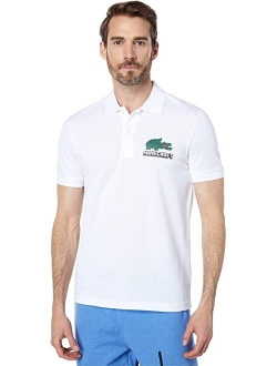 Short Sleeve Graphic Minecraft Logo and Croc On Left Chest Polo
