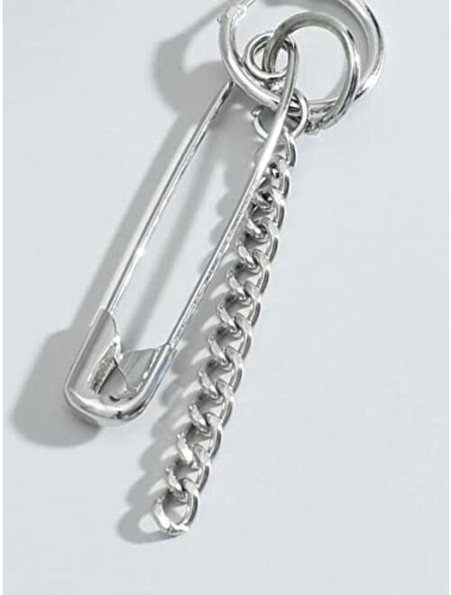 RVKGUX Hoop Earrings 1pc Men Safety Pin Decor Earring (Color : Silver, Size : One-Size)