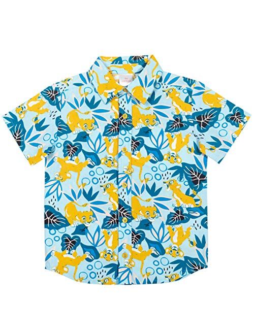 Disney Boys' Button Down Hawaiian Shirt: Mickey Mouse, Lilo and Stitch
