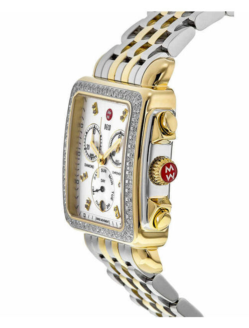 New Michele Deco Diamond XL Two-tone Chronograph Women's Watch MWW06Z000013