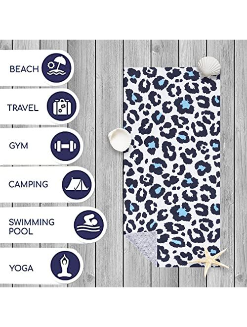 Ekouaer Beach Towel Sand Free Clearance Super Absorbent Microfiber Travel Towels for Bath, Gym, Spa, Pool, Outdoor (Black and White