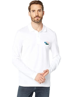 Long Sleeve Polo with Graphic Bage On Left Chest