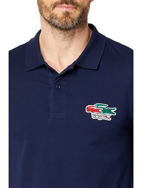 Lacoste Long Sleeve Polo with Graphic Bage On Left Chest