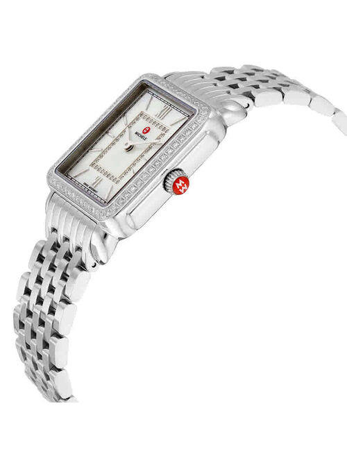 Michele Women's Deco II Mid Silver Diamond Case 26mm Watch MWW06I000001