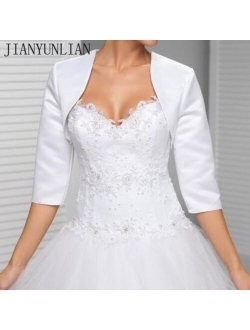 Custom made White In the sleeve wedding jacket New Arrival satin bolero jackets for evening dresses Free shipping Bridal Jacket