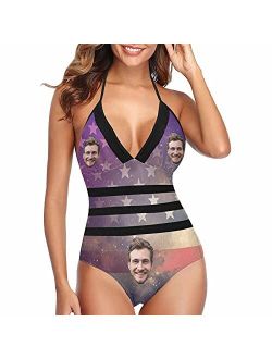 Interestprint Custom Face Photo Lace Band Embossing Swimsuit
