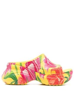 x Crocs tulip-print slides