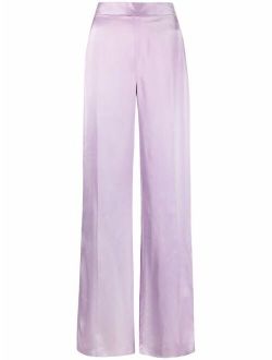 There Was One flared satin-effect trousers