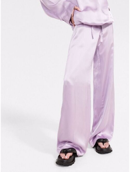 There Was One flared satin-effect trousers