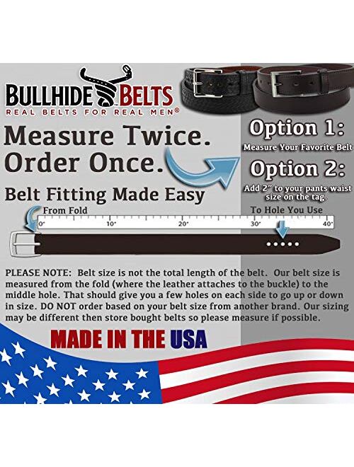 New Look Bullhidebelts.Com Men's Leather Basket Weave Western Belt - Heavy Duty, Embossed Design 1.5” Wide