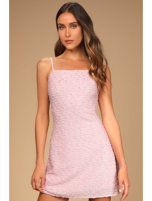 Lulus Pop the Bubbly Pink Tweed Mini Shift Dress
